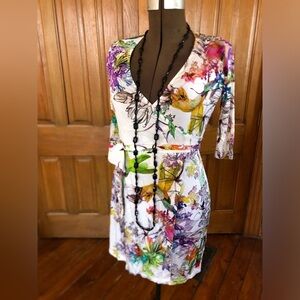 Vibrant Colourful Floral Wrap Dress